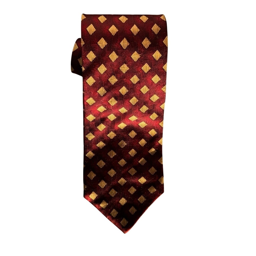 Mark Shale Necktie Farrell Reed Burgundy & Gold Geometric Street Office Unisex